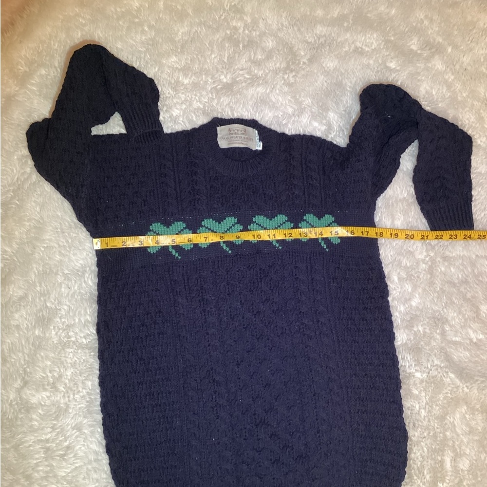 Aran Navy Blue Cable Knit with Green Shamrock Design Sweater size XXL - Picture 8 of 11